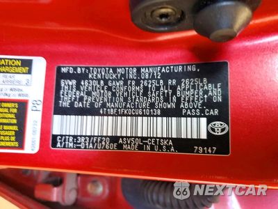 Zdjęcie 13 z 13 samochodu: 2012 TOYOTA CAMRY SE SPORT LIMITED EDITION VIN:4T1BF1FK0CU610138 - miniatura