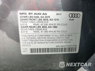Zdjęcie 13 z 13 samochodu: 2018 AUDI Q5 PREMIUM VIN:WA1ANAFY9J2013788 - miniatura