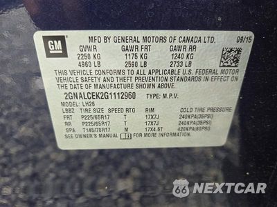Zdjęcie 13 z 13 samochodu: 2016 CHEVROLET EQUINOX LT VIN:2GNALCEK2G1112960 - miniatura
