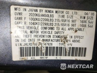 Zdjęcie 13 z 13 samochodu: 2005 HONDA CR-V SE VIN:JHLRD78915C047926 - miniatura