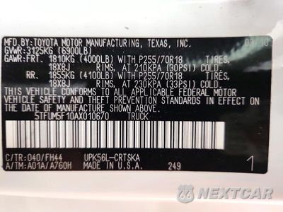 Zdjęcie 13 z 13 samochodu: 2010 TOYOTA TUNDRA DOUBLE CAB SR5 VIN:5TFUM5F10AX010670 - miniatura