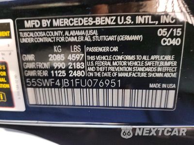 Zdjęcie 12 z 12 samochodu: 2015 MERCEDES-BENZ C 300 VIN:55SWF4JB1FU076951 - miniatura