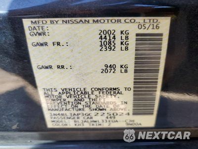 Zdjęcie 12 z 12 samochodu: 2016 NISSAN ALTIMA 3.5 SR VIN:1N4BL3AP3GC225024 - miniatura
