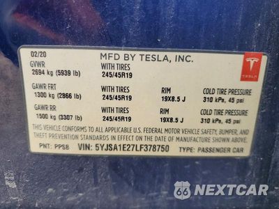 Zdjęcie 12 z 12 samochodu: 2020 TESLA MODEL S VIN:5YJSA1E27LF378750 - miniatura