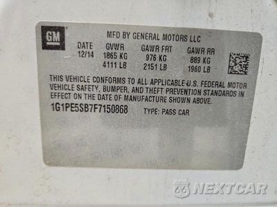 Zdjęcie 12 z 12 samochodu: 2015 CHEVROLET CRUZE LT VIN:1G1PE5SB7F7150868 - miniatura
