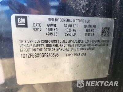Zdjęcie 12 z 12 samochodu: 2016 CHEVROLET MALIBU LT VIN:1G1ZF5SX5GF248693 - miniatura