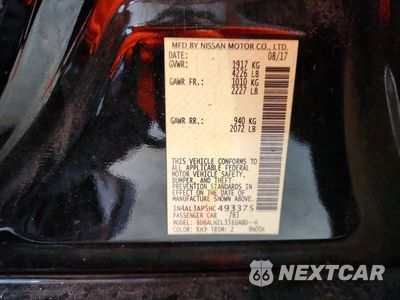 Zdjęcie 12 z 12 samochodu: 2017 NISSAN ALTIMA 2.5 SR VIN:1N4AL3AP5HC493375 - miniatura