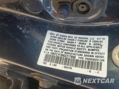Zdjęcie 12 z 12 samochodu: 2016 HONDA CIVIC EX VIN:19XFC1F39GE217850 - miniatura