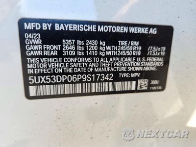 Zdjęcie 13 z 13 samochodu: 2023 BMW X3 XDRIVE30I VIN:5UX53DP06P9S17342 - miniatura