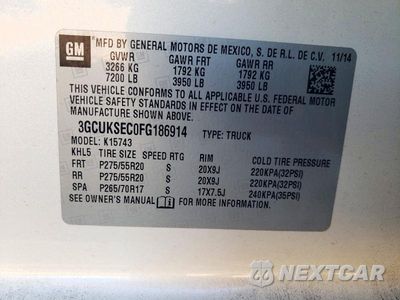 Zdjęcie 12 z 12 samochodu: 2015 CHEVROLET SILVERADO LTZ VIN:3GCUKSEC0FG186914 - miniatura
