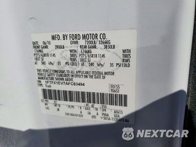 Zdjęcie 12 z 12 samochodu: 2010 FORD F150 SUPER CAB VIN:1FTFX1EV7AFC83494 - miniatura