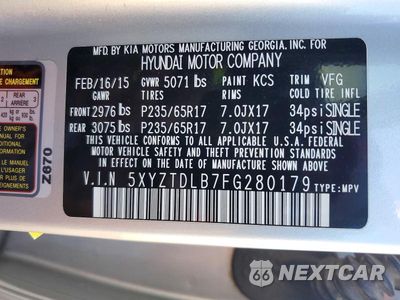 Zdjęcie 13 z 13 samochodu: 2015 HYUNDAI SANTA FE SPORT 2.4L VIN:5XYZTDLB7FG280179 - miniatura