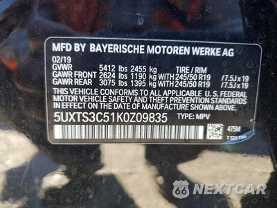 Zdjęcie 12 z 12 samochodu: 2019 BMW X3 XDRIVEM40I VIN:5UXTS3C51K0Z09835 - miniatura