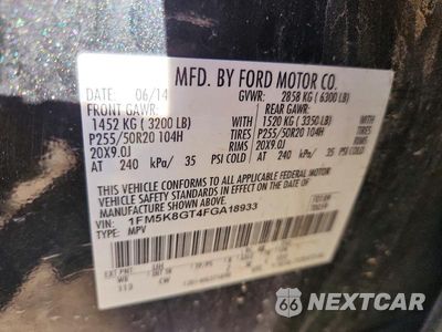 Zdjęcie 13 z 13 samochodu: 2015 FORD EXPLORER SPORT VIN:1FM5K8GT4FGA18933 - miniatura