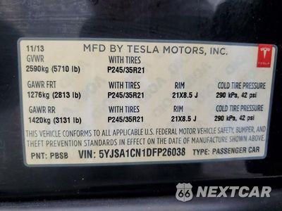 Zdjęcie 12 z 12 samochodu: 2013 TESLA MODEL S VIN:5YJSA1CN1DFP26038 - miniatura