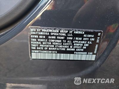 Zdjęcie 12 z 12 samochodu: 2014 VOLKSWAGEN PASSAT SE VIN:1VWBT7A39EC081374 - miniatura