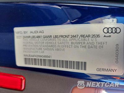 Zdjęcie 12 z 12 samochodu: 2021 AUDI A4 PREMIUM PLUS 45 VIN:WAUEAAF42MA048941 - miniatura