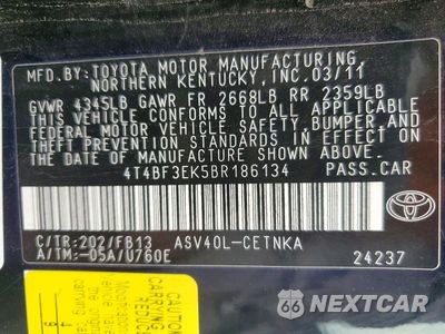 Zdjęcie 12 z 12 samochodu: 2011 TOYOTA CAMRY LE VIN:4T4BF3EK5BR186134 - miniatura