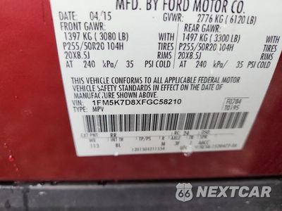 Zdjęcie 13 z 13 samochodu: 2015 FORD EXPLORER XLT VIN:1FM5K7D8XFGC58210 - miniatura