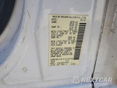 Zdjęcie 13 z 13 samochodu: 2012 NISSAN NV 1500 S VIN:1N6BF0KL2CN117470 - miniatura