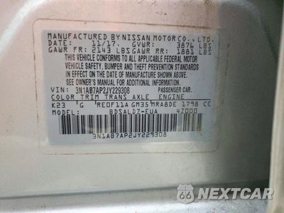 Zdjęcie 12 z 12 samochodu: 2018 NISSAN SENTRA SV VIN:3N1AB7AP2JY229308 - miniatura