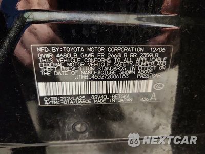 Zdjęcie 12 z 12 samochodu: 2007 LEXUS ES 350 VIN:JTHBJ46G272086183 - miniatura