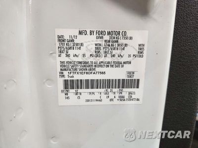 Zdjęcie 12 z 12 samochodu: 2013 FORD F150 SUPER CAB VIN:1FTFX1EF8DFA77565 - miniatura