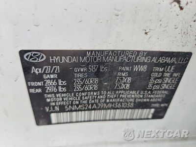 Zdjęcie 13 z 13 samochodu: 2021 HYUNDAI SANTA FE SEL VIN:5NMS24AJ9MH361038 - miniatura