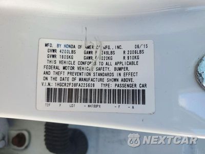 Zdjęcie 12 z 12 samochodu: 2015 HONDA ACCORD LX VIN:1HGCR2F38FA225609 - miniatura
