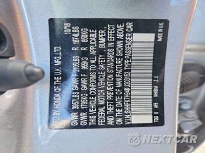 Zdjęcie 13 z 13 samochodu: 2019 HONDA CIVIC SPORT TOURING VIN:SHHFK7H94KU203153 - miniatura