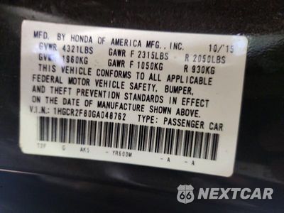 Zdjęcie 13 z 13 samochodu: 2016 HONDA ACCORD EXL VIN:1HGCR2F80GA048762 - miniatura