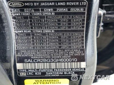 Zdjęcie 13 z 13 samochodu: 2016 LAND ROVER DISCOVERY SPORT HSE VIN:SALCR2BG3GH600010 - miniatura