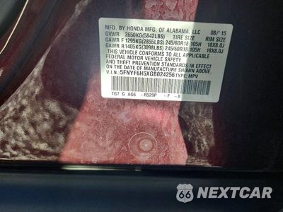 Zdjęcie 13 z 13 samochodu: 2016 HONDA PILOT EXL VIN:5FNYF6H5XGB024256 - miniatura