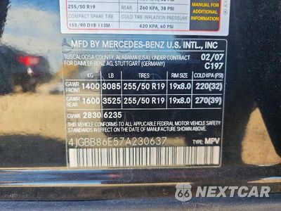 Zdjęcie 13 z 13 samochodu: 2007 MERCEDES-BENZ ML 350 VIN:4JGBB86E57A230637 - miniatura