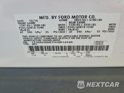 Zdjęcie 13 z 13 samochodu: 2017 FORD EXPLORER VIN:1FM5K8B87HGB12326 - miniatura