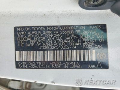 Zdjęcie 13 z 13 samochodu: 2004 TOYOTA CAMRY LE VIN:JTDBE32K540262774 - miniatura