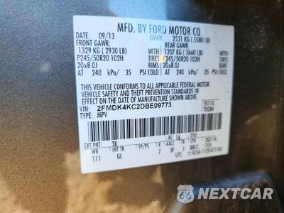 Zdjęcie 13 z 13 samochodu: 2013 FORD EDGE LIMITED VIN:2FMDK4KC2DBE09773 - miniatura