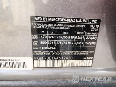 Zdjęcie 13 z 13 samochodu: 2010 MERCEDES-BENZ GL 450 4MATIC VIN:4JGBF7BE1AA612420 - miniatura