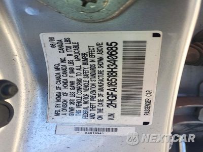 Zdjęcie 12 z 12 samochodu: 2008 HONDA CIVIC LX VIN:2HGFA16518H340685 - miniatura