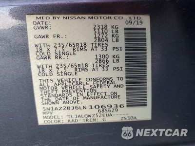 Zdjęcie 13 z 13 samochodu: 2020 NISSAN MURANO SV VIN:5N1AZ2BJ6LN106936 - miniatura