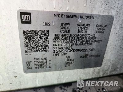 Zdjęcie 13 z 13 samochodu: 2023 CHEVROLET SUBURBAN K1500 LT VIN:1GNSKCKD0PR221549 - miniatura