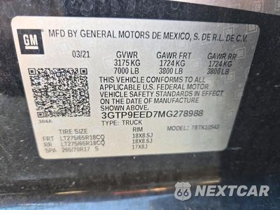 Zdjęcie 12 z 12 samochodu: 2021 GMC SIERRA K1500 AT4 VIN:3GTP9EED7MG278988 - miniatura