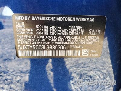 Zdjęcie 13 z 13 samochodu: 2020 BMW X3 XDRIVE30I VIN:5UXTY5C03L9B85306 - miniatura