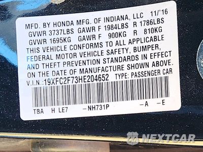 Zdjęcie 12 z 12 samochodu: 2017 HONDA CIVIC EX VIN:19XFC2F73HE204652 - miniatura