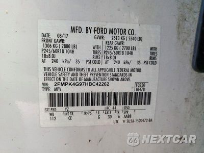 Zdjęcie 12 z 12 samochodu: 2017 FORD EDGE SE VIN:2FMPK4G97HBC42262 - miniatura
