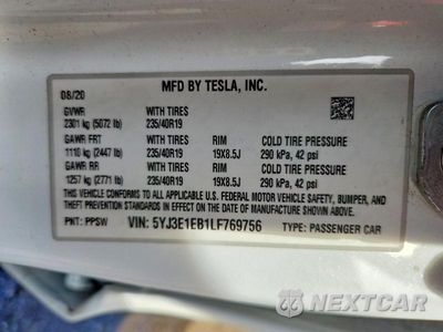 Zdjęcie 12 z 12 samochodu: 2020 TESLA MODEL 3 VIN:5YJ3E1EB1LF769756 - miniatura