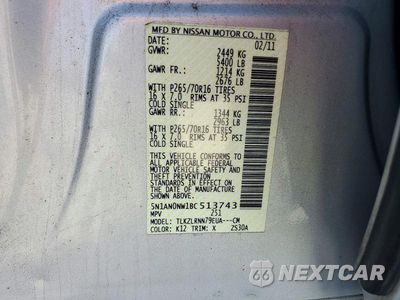 Zdjęcie 13 z 13 samochodu: 2011 NISSAN XTERRA X VIN:5N1AN0NW1BC513743 - miniatura