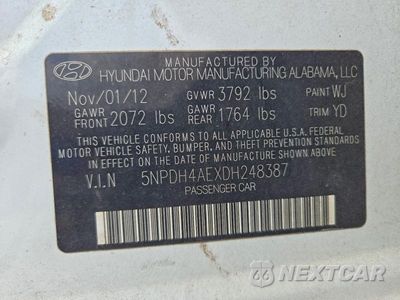 Zdjęcie 13 z 13 samochodu: 2013 HYUNDAI ELANTRA GLS VIN:5NPDH4AEXDH248387 - miniatura