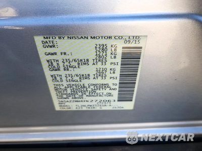 Zdjęcie 14 z 14 samochodu: 2015 NISSAN MURANO S VIN:5N1AZ2MH4FN272063 - miniatura