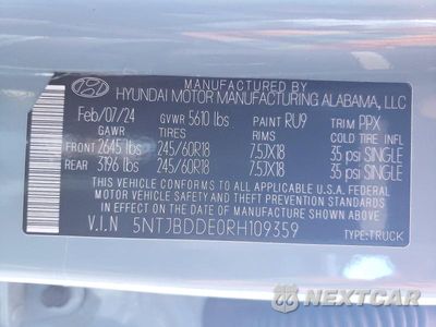 Zdjęcie 12 z 12 samochodu: 2024 HYUNDAI SANTA CRUZ SEL VIN:5NTJBDDE0RH109359 - miniatura